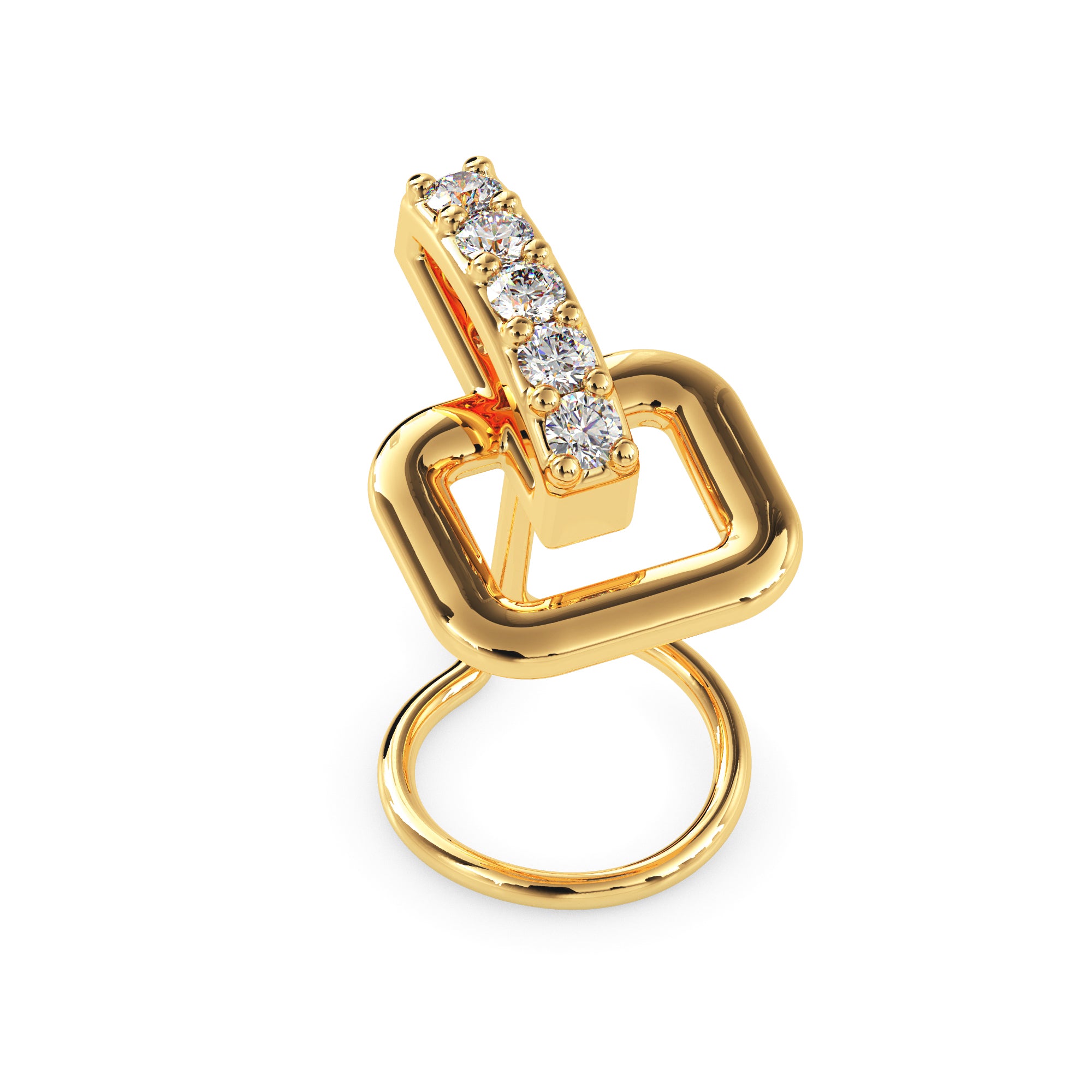 0.03Ct Vertical Bar Prong Set Lab-Grown Diamond Gold Wire Back Stud Nosepins