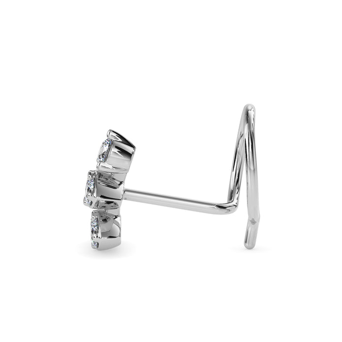 0.06Ct Round Triangle Shape Prong Lab-Grown Diamond Gold Wire Back Stud Nosepins