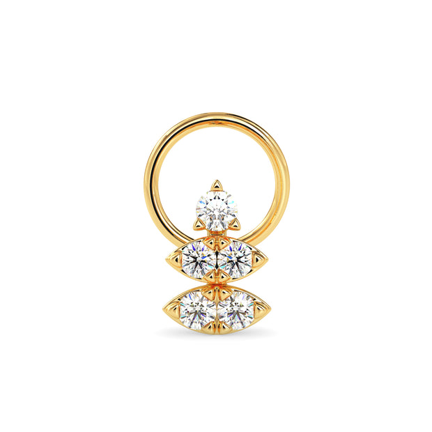 0.06Ct Round Triangle Shape Prong Lab-Grown Diamond Gold Wire Back Stud Nosepins