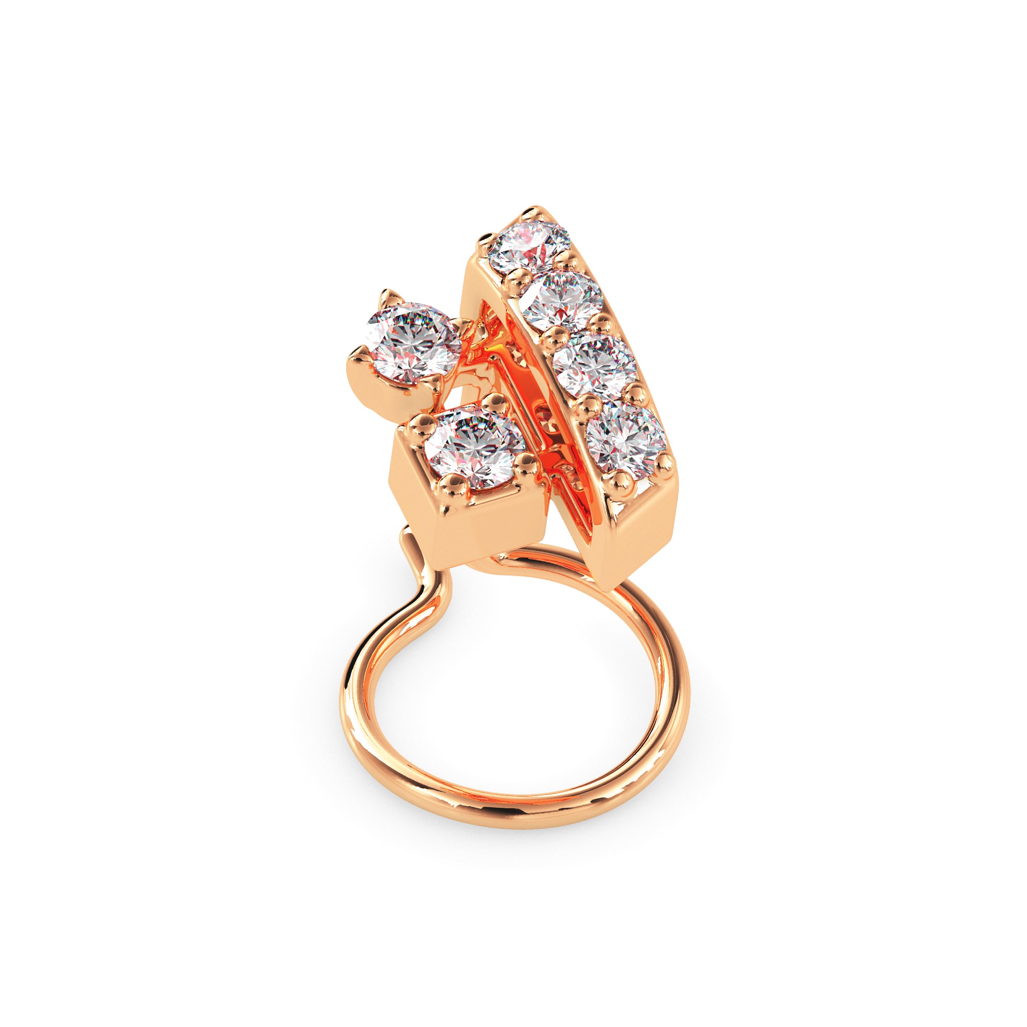 0.06Ct Round Prong Set Lab-Grown Diamond Gold Wire Back Stud Nosepins
