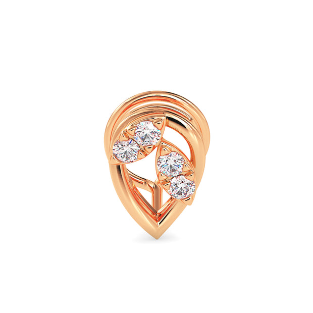 0.05Ct Leaf Shape Prong Set Lab-Grown Diamond Gold Wire Back Stud Nosepins