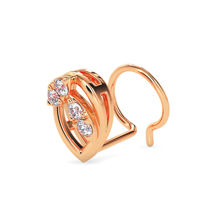 0.05Ct Leaf Shape Prong Set Lab-Grown Diamond Gold Wire Back Stud Nosepins