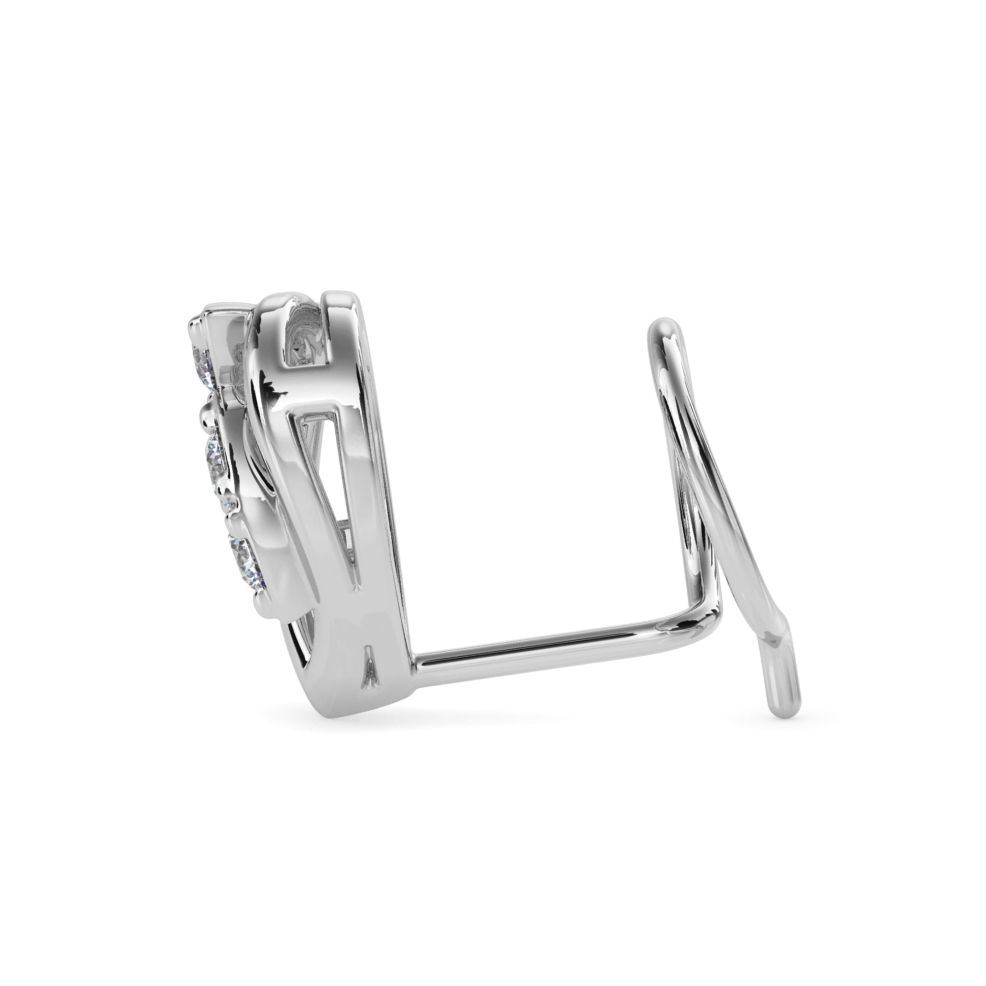 0.05Ct Leaf Shape Prong Set Lab-Grown Diamond Gold Wire Back Stud Nosepins