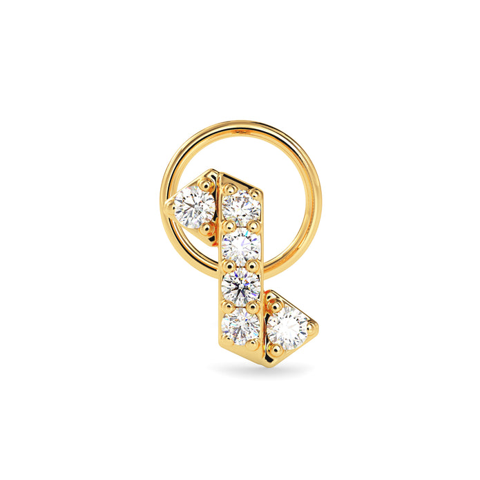 0.05Ct Letter "Z" Style Lab-Grown Diamond Gold Wire Back Stud Nosepins