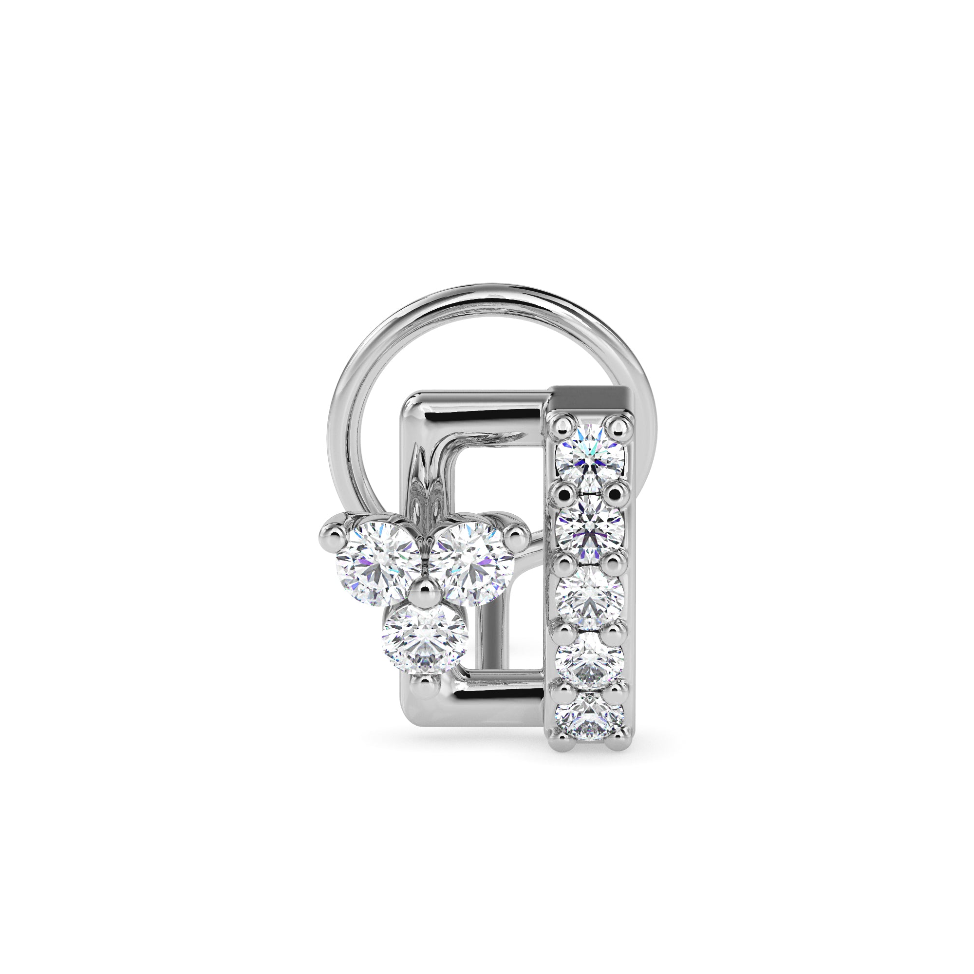 0.07Ct Rectangle Style Lab-Grown Diamond Gold Wire Back Stud Nosepins