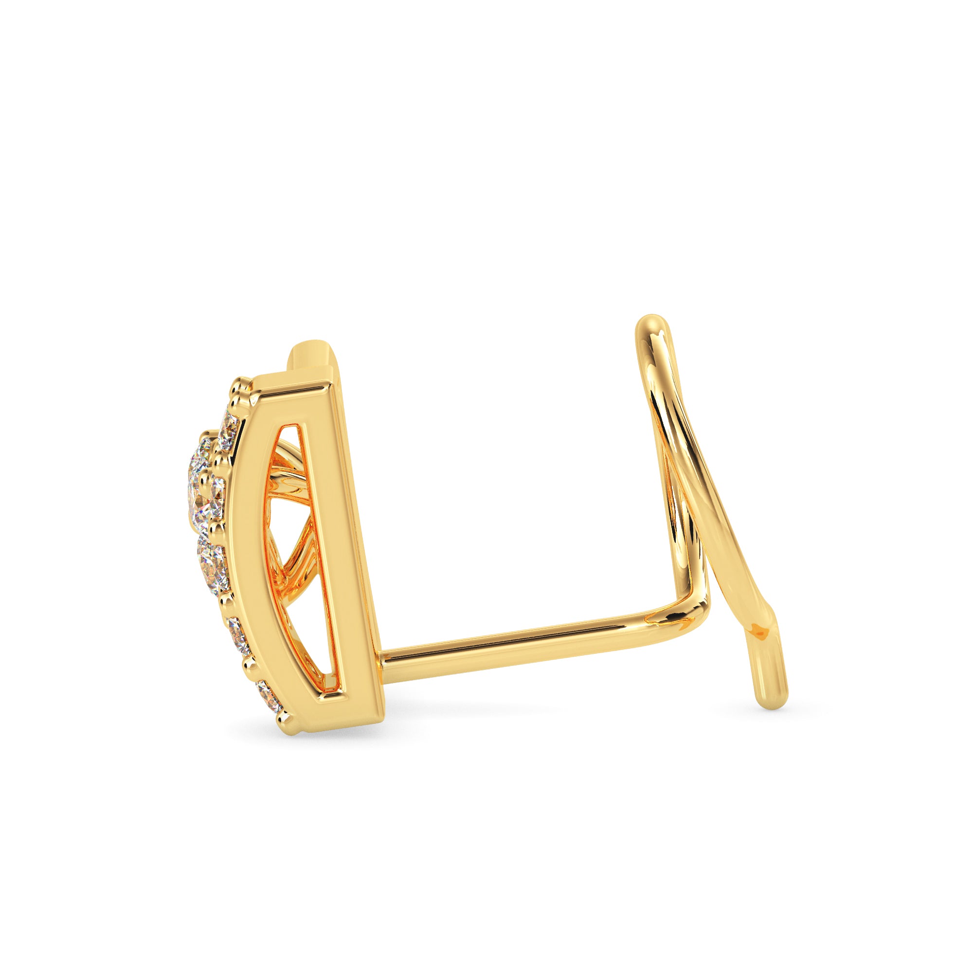 0.07Ct Rectangle Style Lab-Grown Diamond Gold Wire Back Stud Nosepins