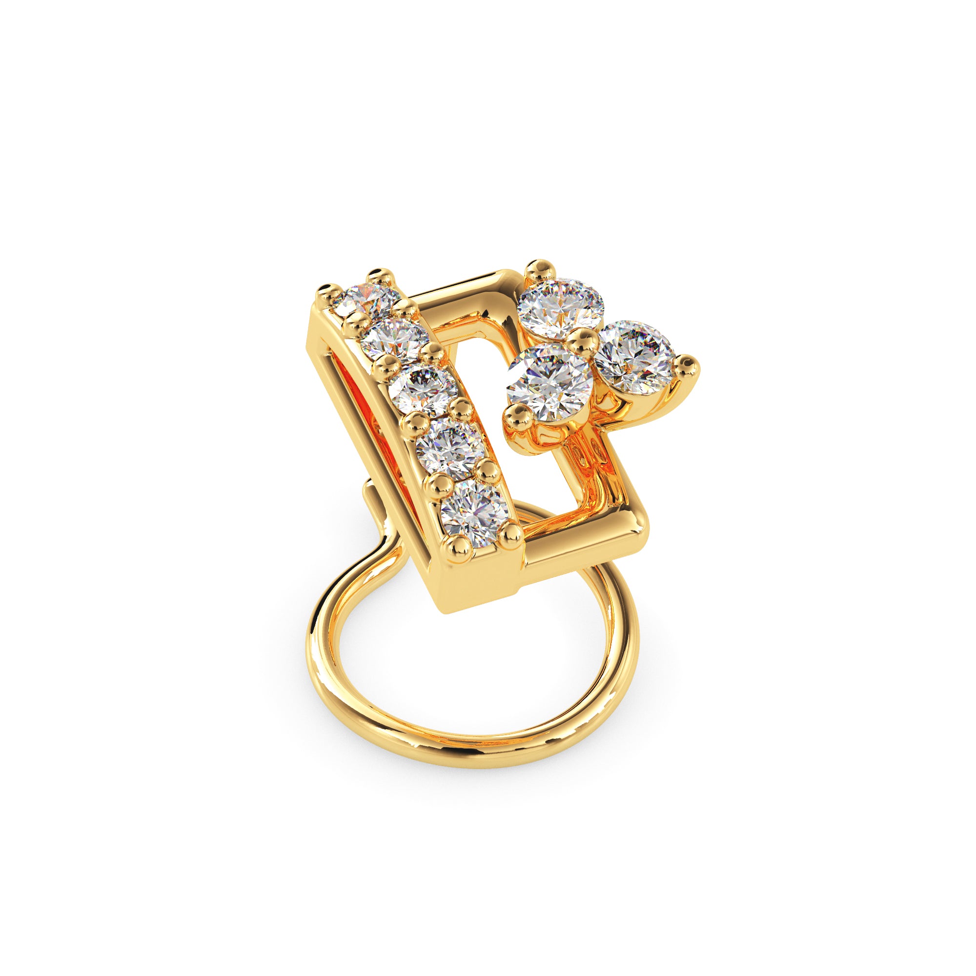 0.07Ct Rectangle Style Lab-Grown Diamond Gold Wire Back Stud Nosepins