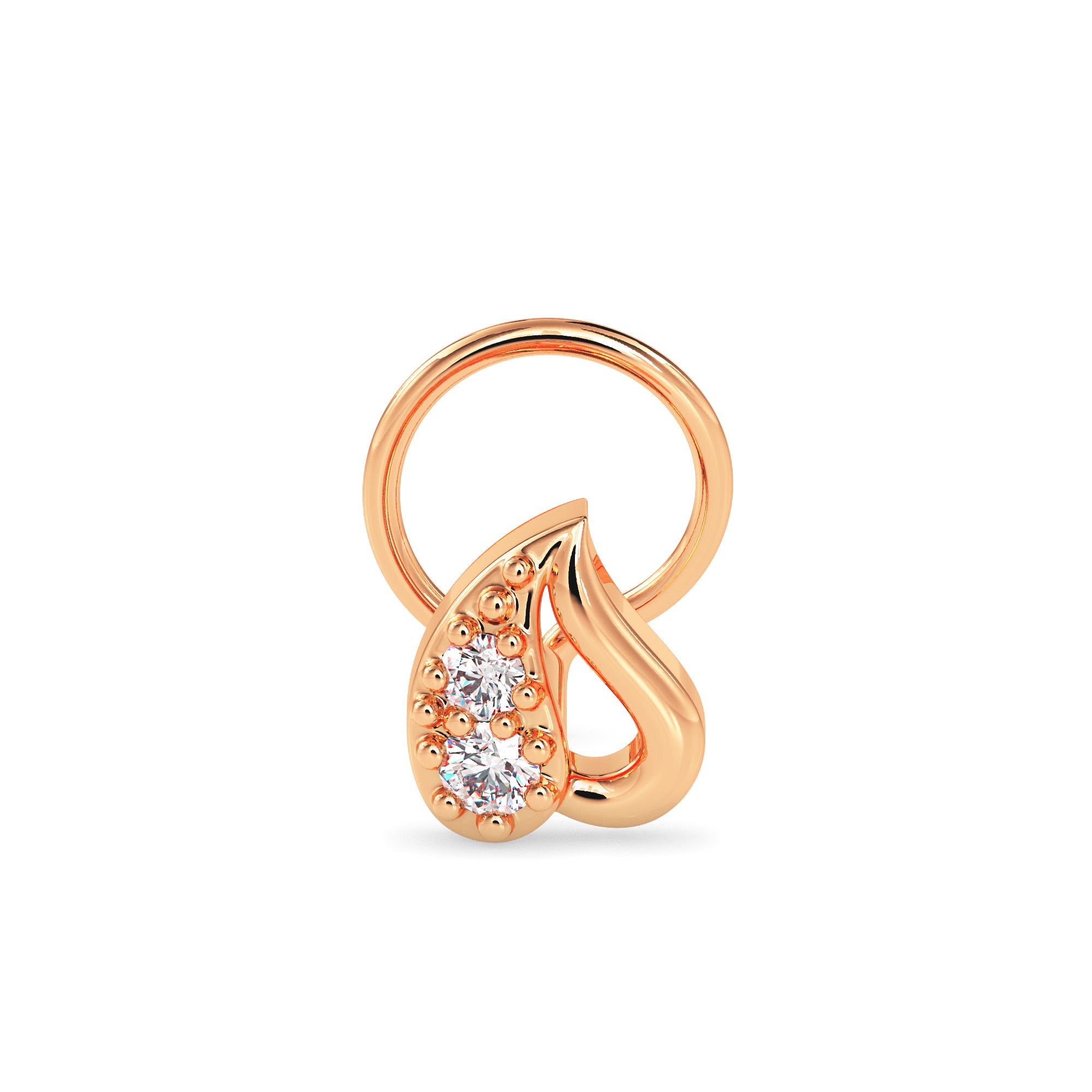 0.02Ct Leaf Style Lab-Grown Diamond Gold Wire Back Stud Nosepins