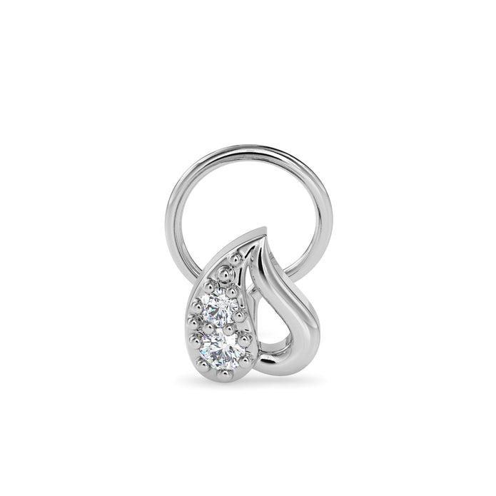 0.02Ct Leaf Style Lab-Grown Diamond Gold Wire Back Stud Nosepins