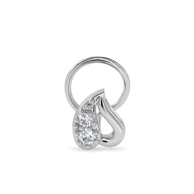 0.02Ct Leaf Style Lab-Grown Diamond Gold Wire Back Stud Nosepins