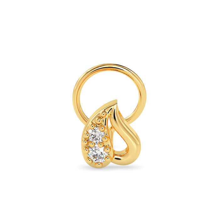 0.02Ct Leaf Style Lab-Grown Diamond Gold Wire Back Stud Nosepins