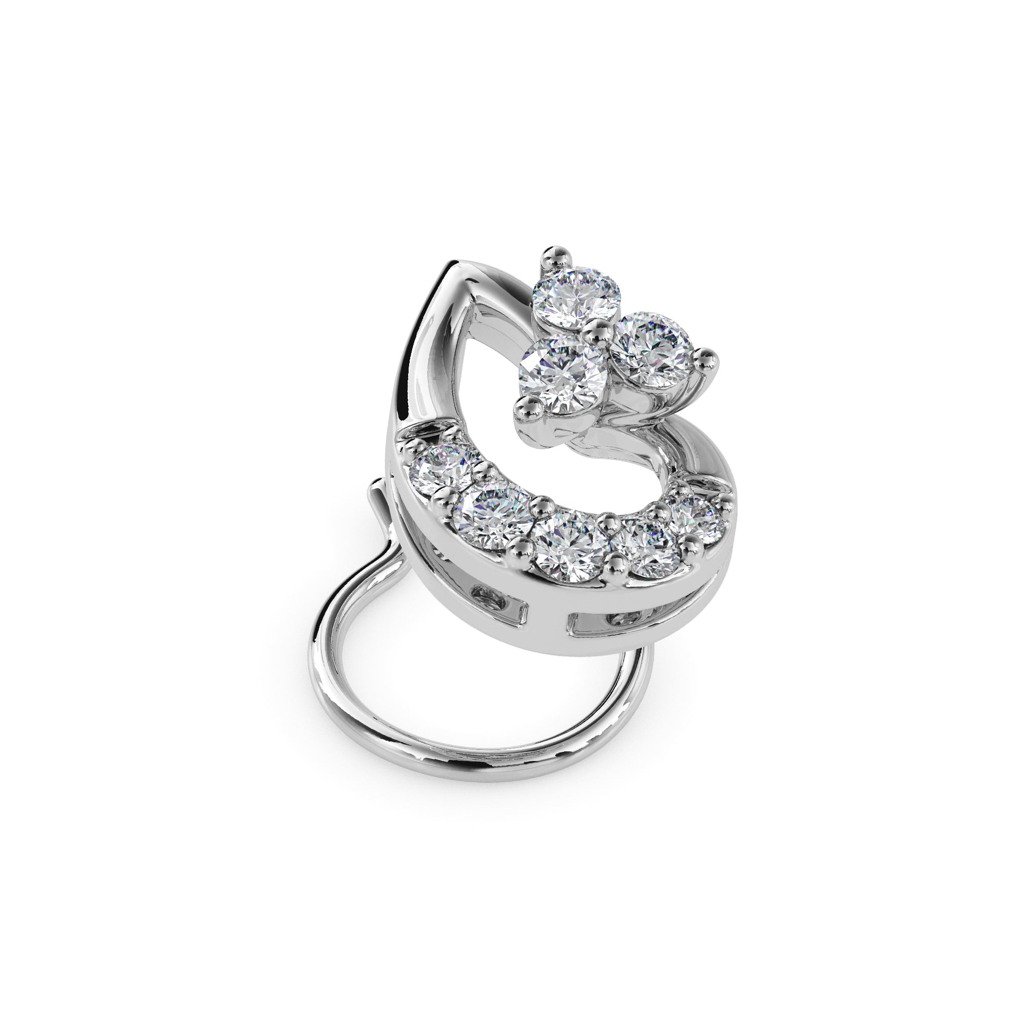 0.07Ct Leaf Shape Prong Set Lab-Grown Diamond Gold Wire Back Stud Nosepins