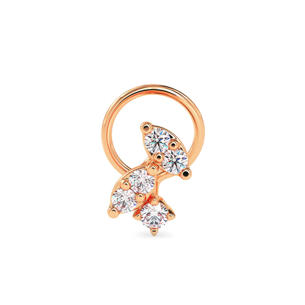 0.06Ct Two Marquise Shape Prong Set Lab-Grown Diamond Gold Wire Back Stud Nosepins