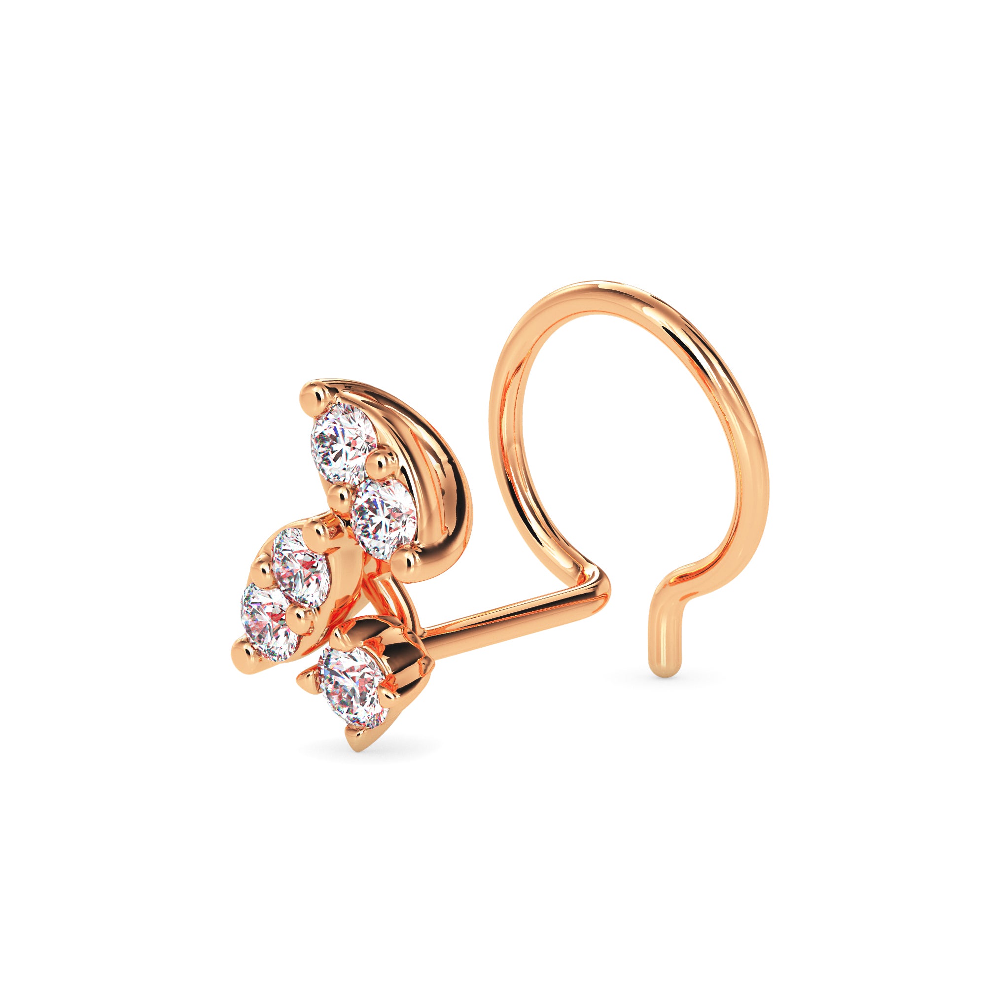 0.06Ct Two Marquise Shape Prong Set Lab-Grown Diamond Gold Wire Back Stud Nosepins