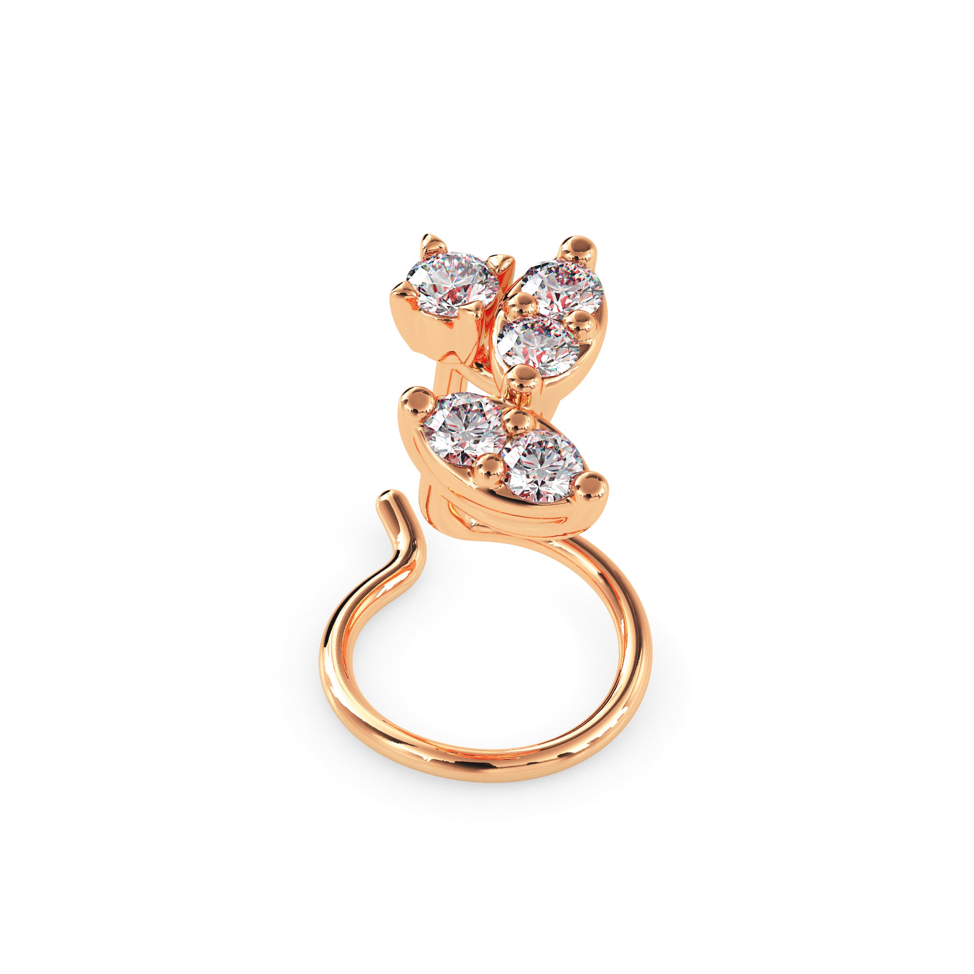0.06Ct Two Marquise Shape Prong Set Lab-Grown Diamond Gold Wire Back Stud Nosepins