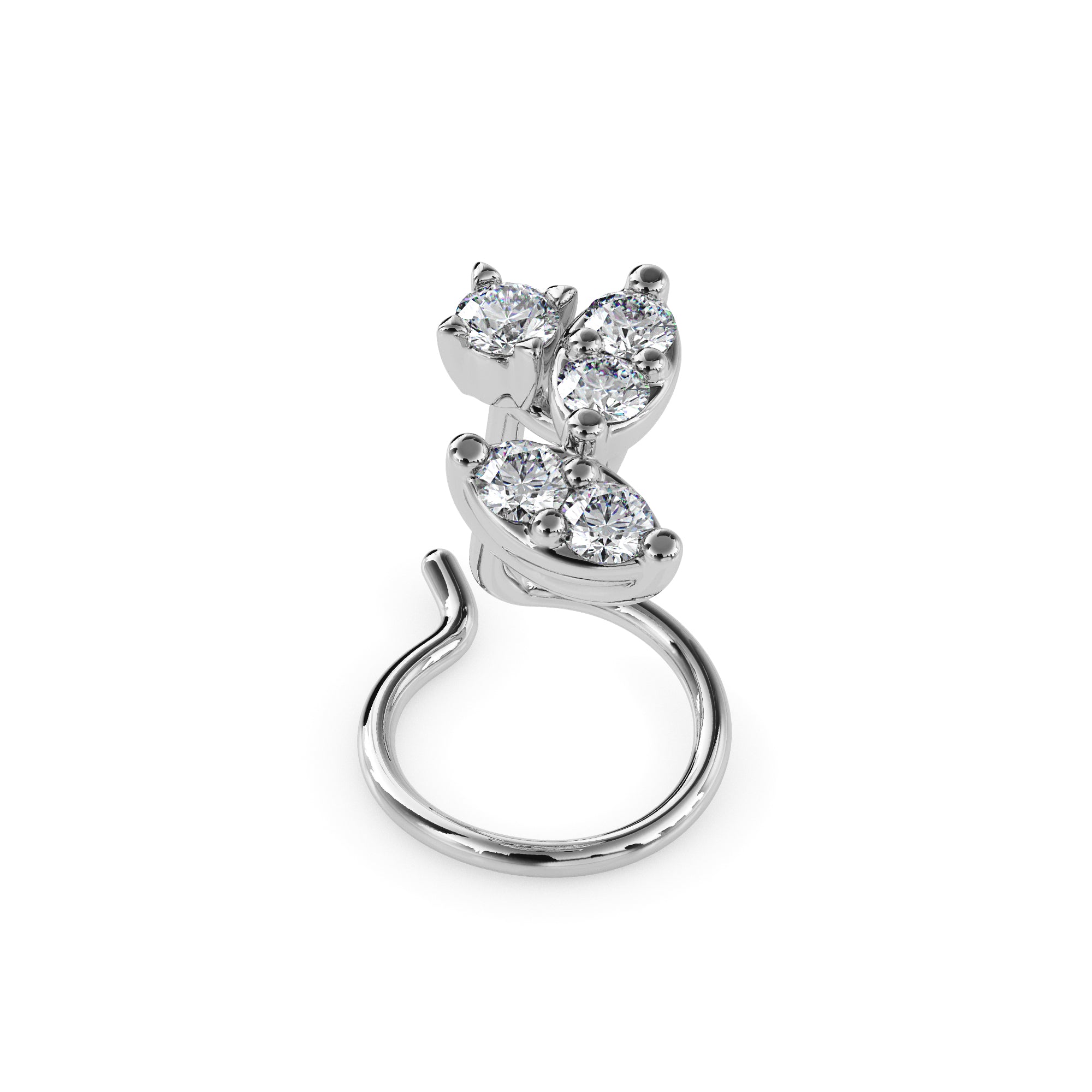 0.06Ct Two Marquise Shape Prong Set Lab-Grown Diamond Gold Wire Back Stud Nosepins