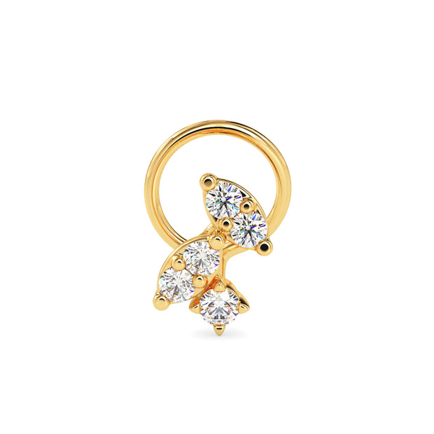 0.06Ct Two Marquise Shape Prong Set Lab-Grown Diamond Gold Wire Back Stud Nosepins