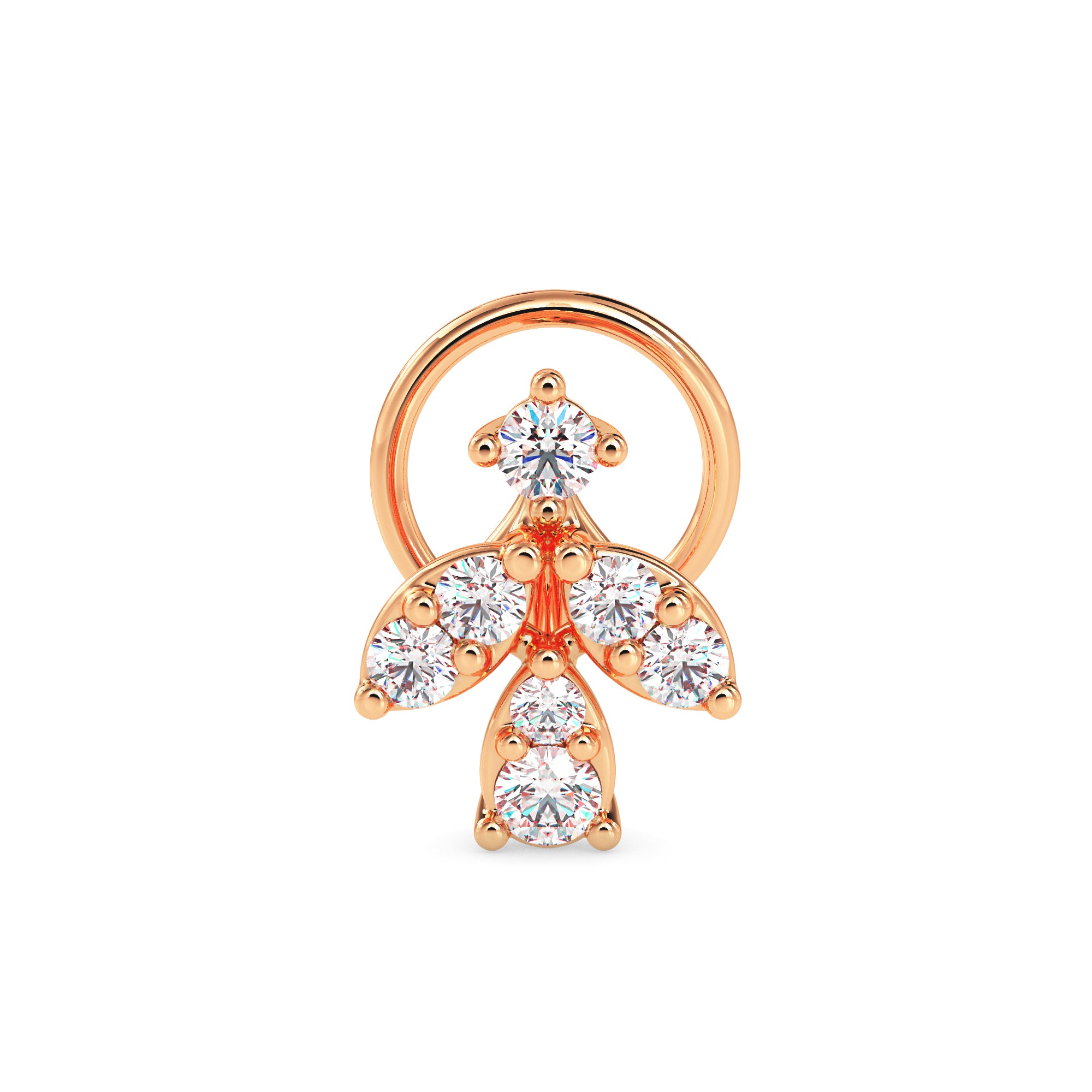 0.08Ct Cluster Design Lab-Grown Diamond Gold Wire Back Stud Nosepins