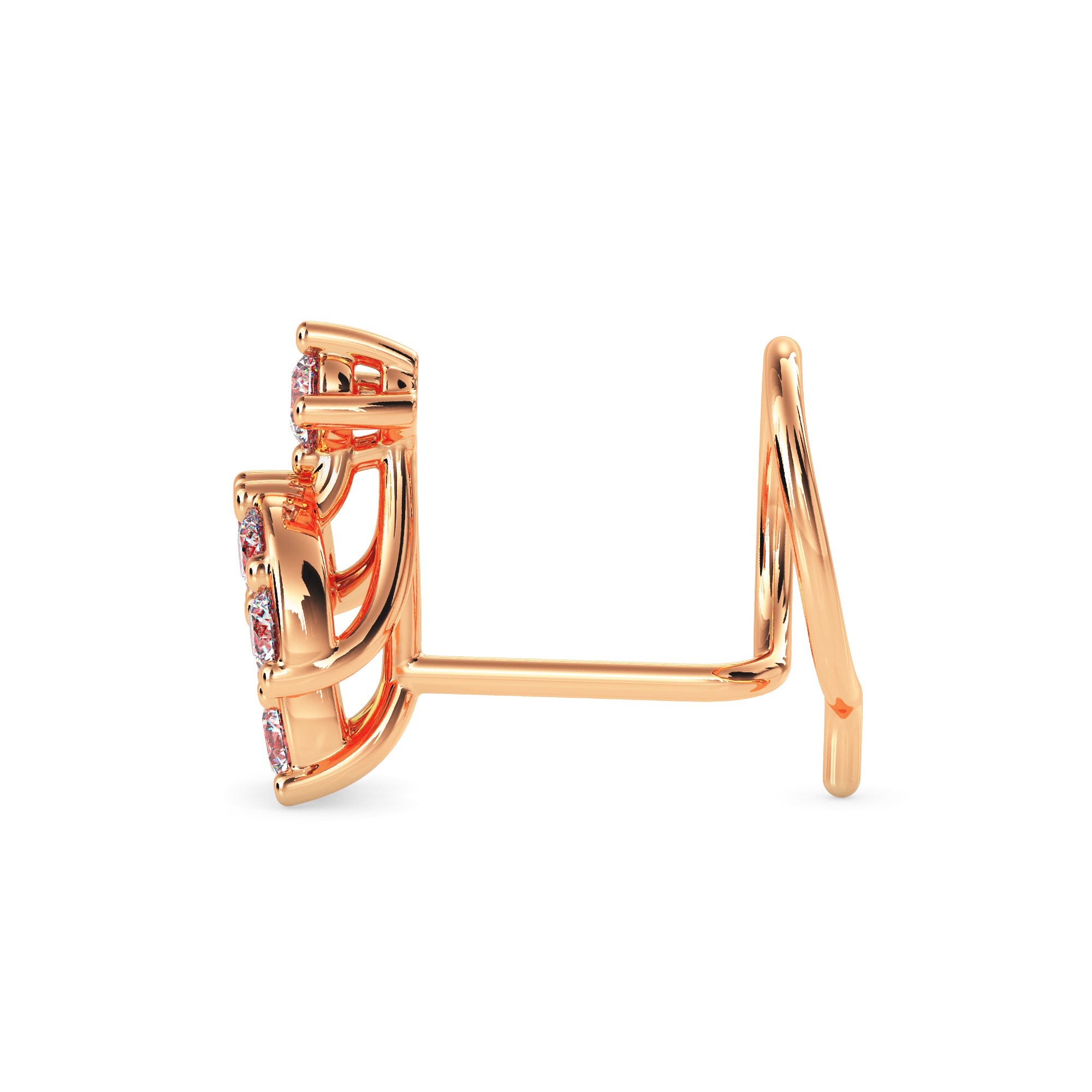 0.08Ct Cluster Design Lab-Grown Diamond Gold Wire Back Stud Nosepins