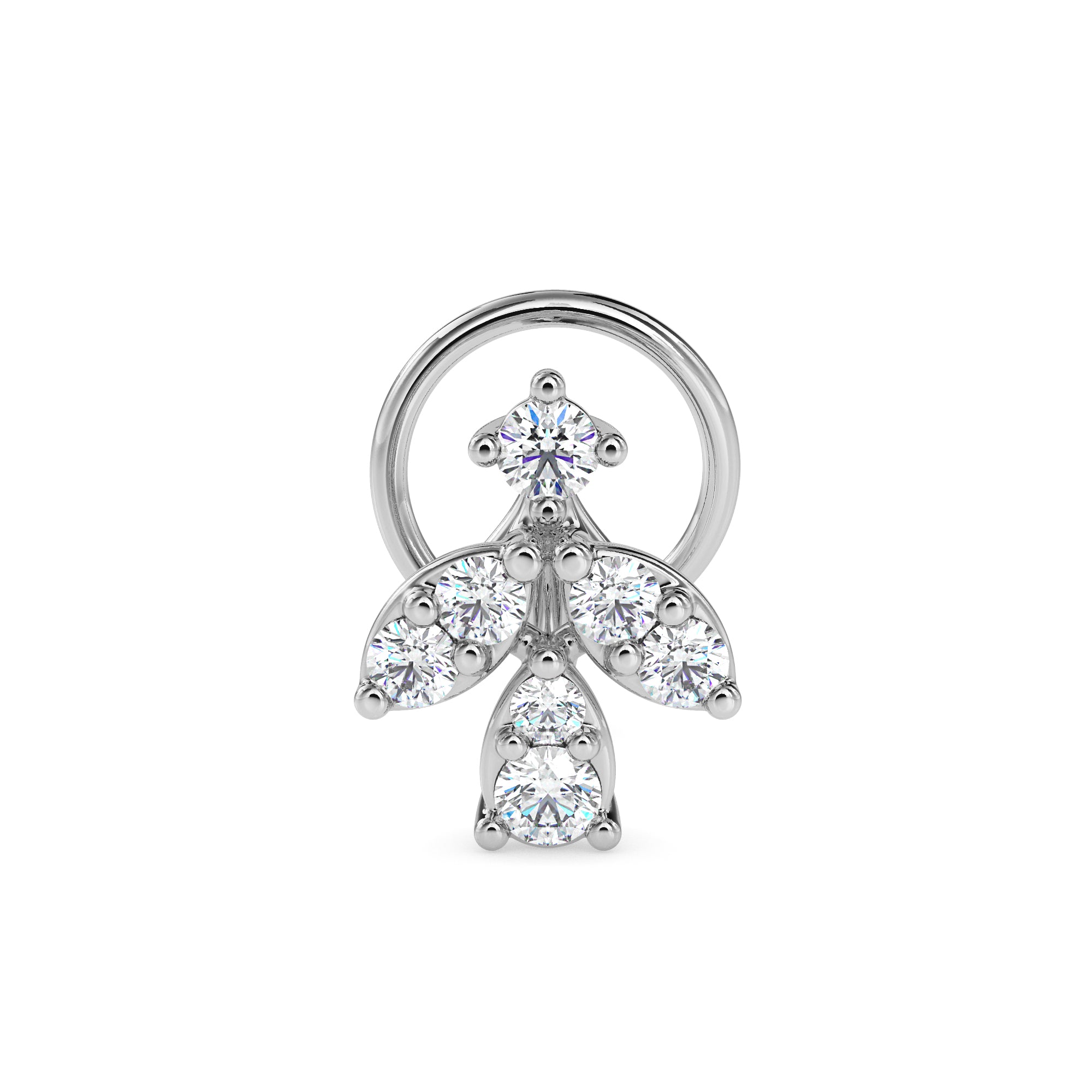0.08Ct Cluster Design Lab-Grown Diamond Gold Wire Back Stud Nosepins