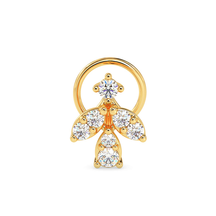 0.08Ct Cluster Design Lab-Grown Diamond Gold Wire Back Stud Nosepins