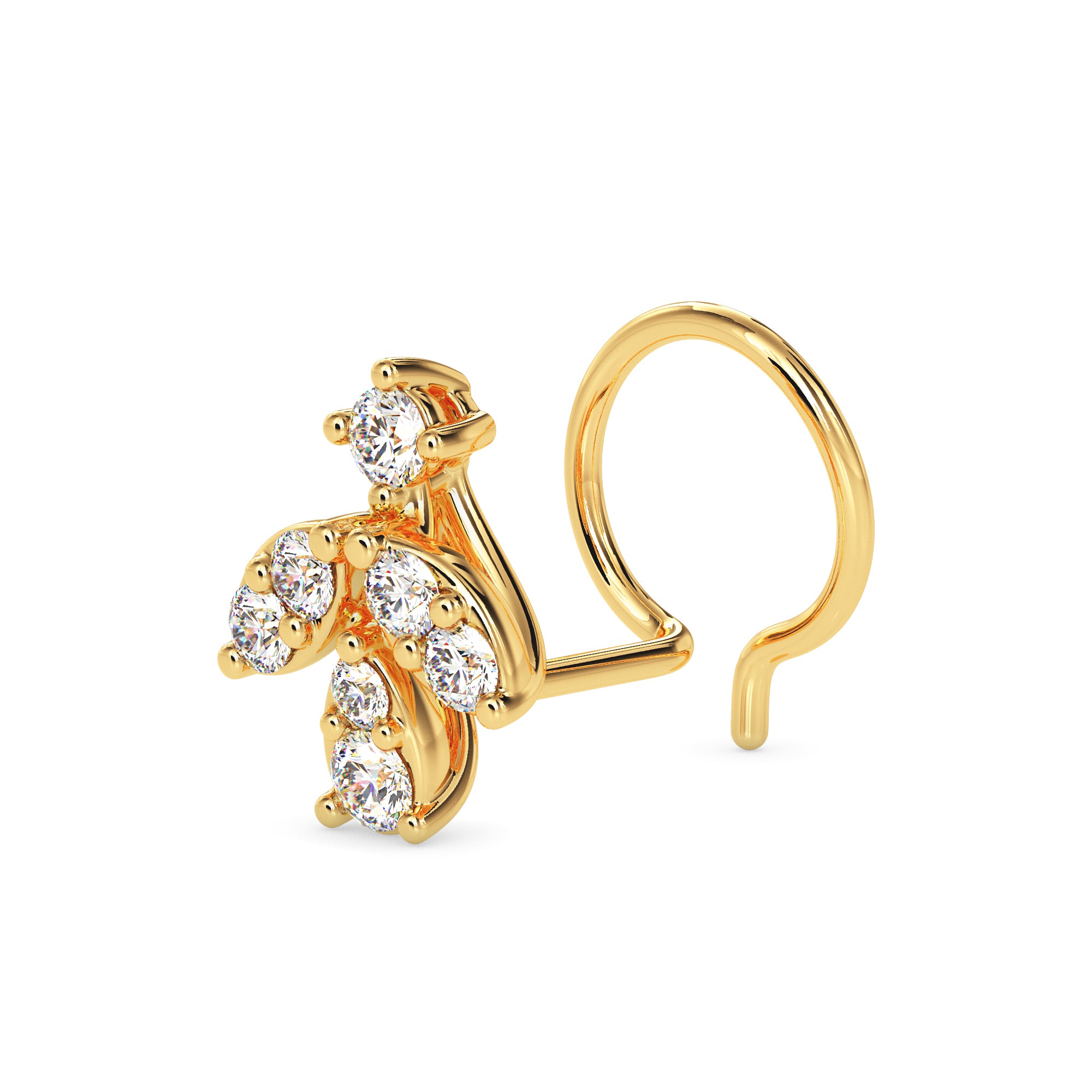 0.08Ct Cluster Design Lab-Grown Diamond Gold Wire Back Stud Nosepins