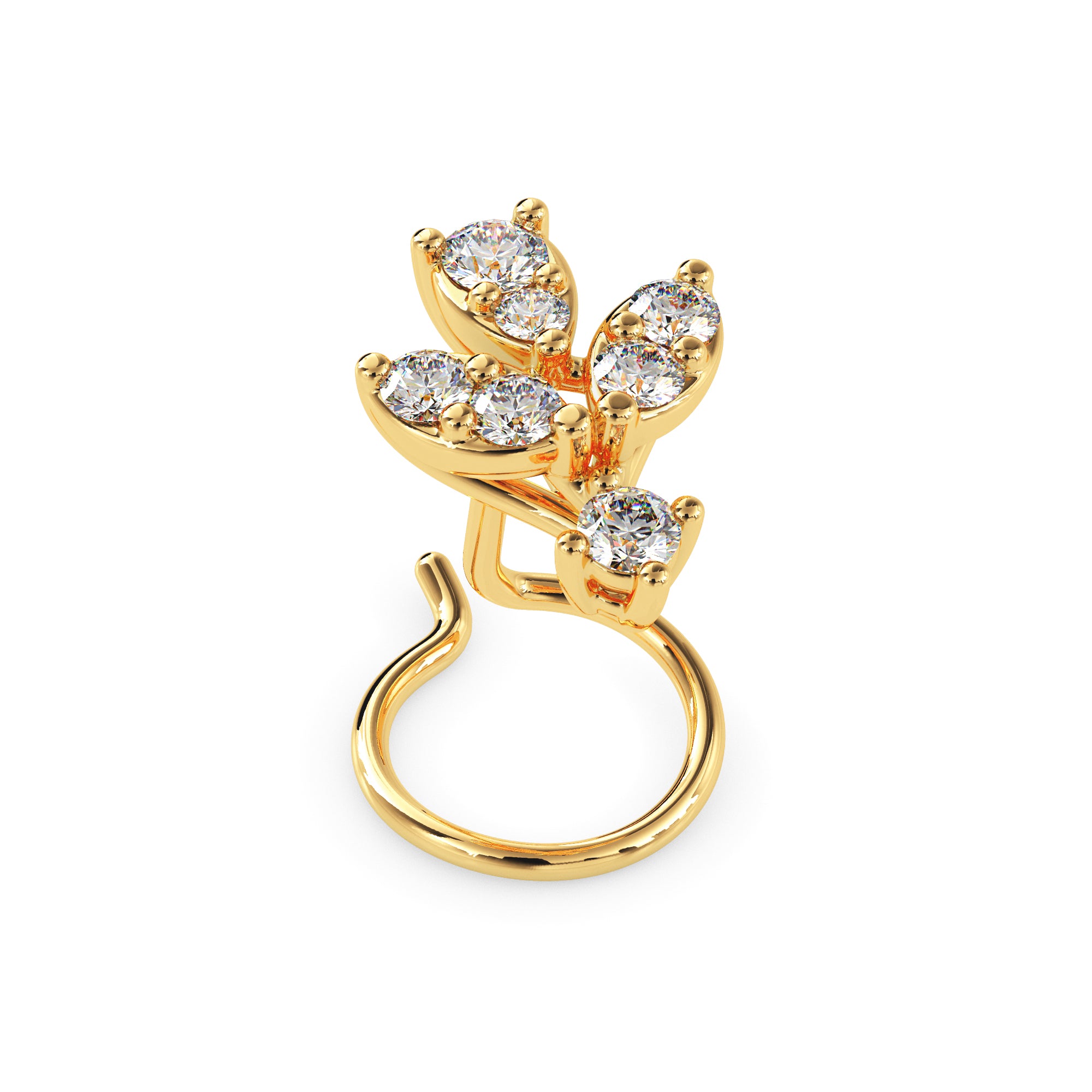 0.08Ct Cluster Design Lab-Grown Diamond Gold Wire Back Stud Nosepins