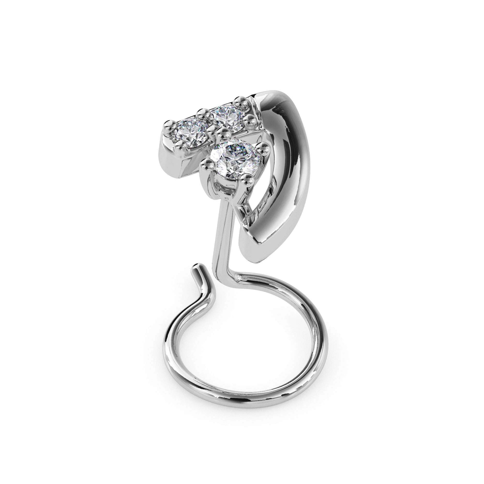 0.03Ct Round Prong Set Lab-Grown Diamond Gold Wire Back Stud Nosepins