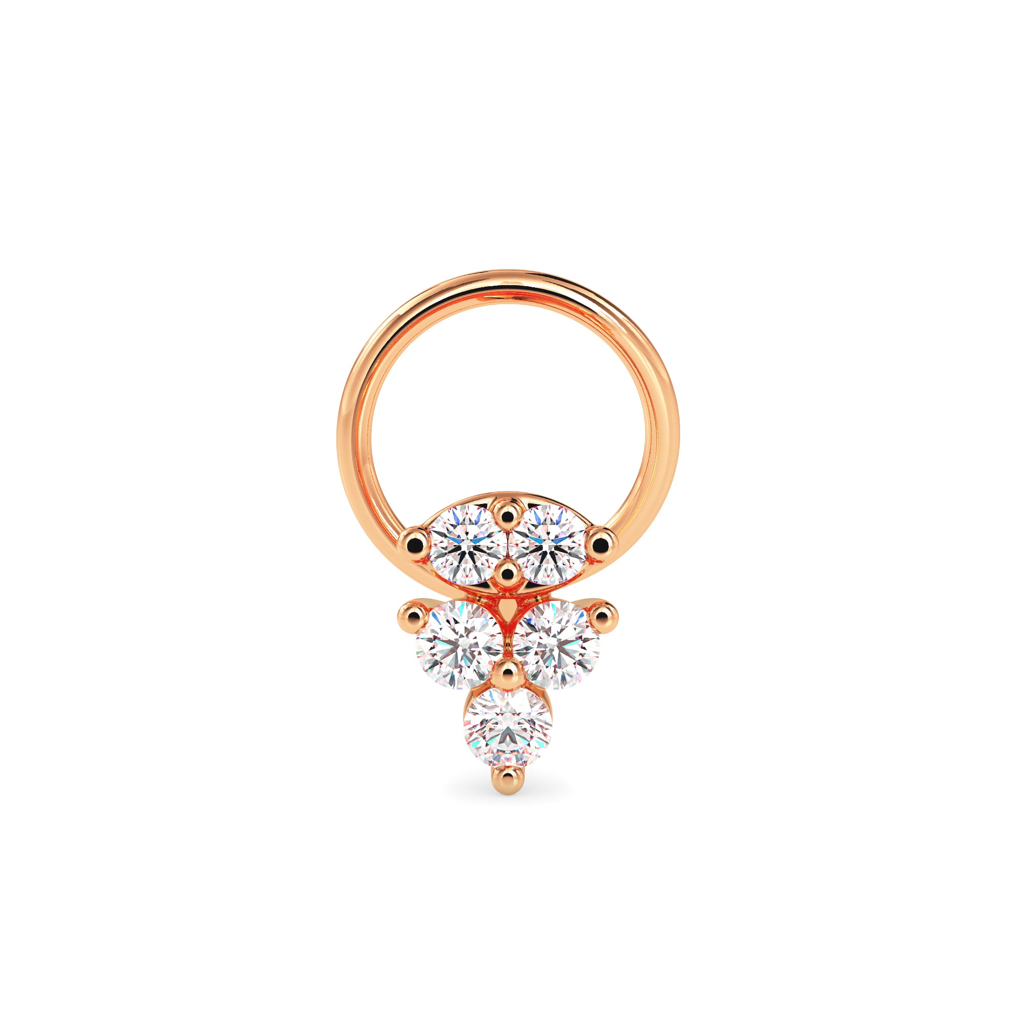 0.05Ct Round Cluster Lab-Grown Diamond Gold Wire Back Stud Nosepins