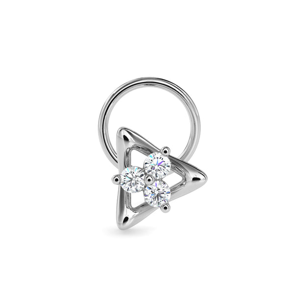 0.04Ct Triangle Round Three Stone Lab-Grown Diamond Gold Wire Back Stud Nosepins