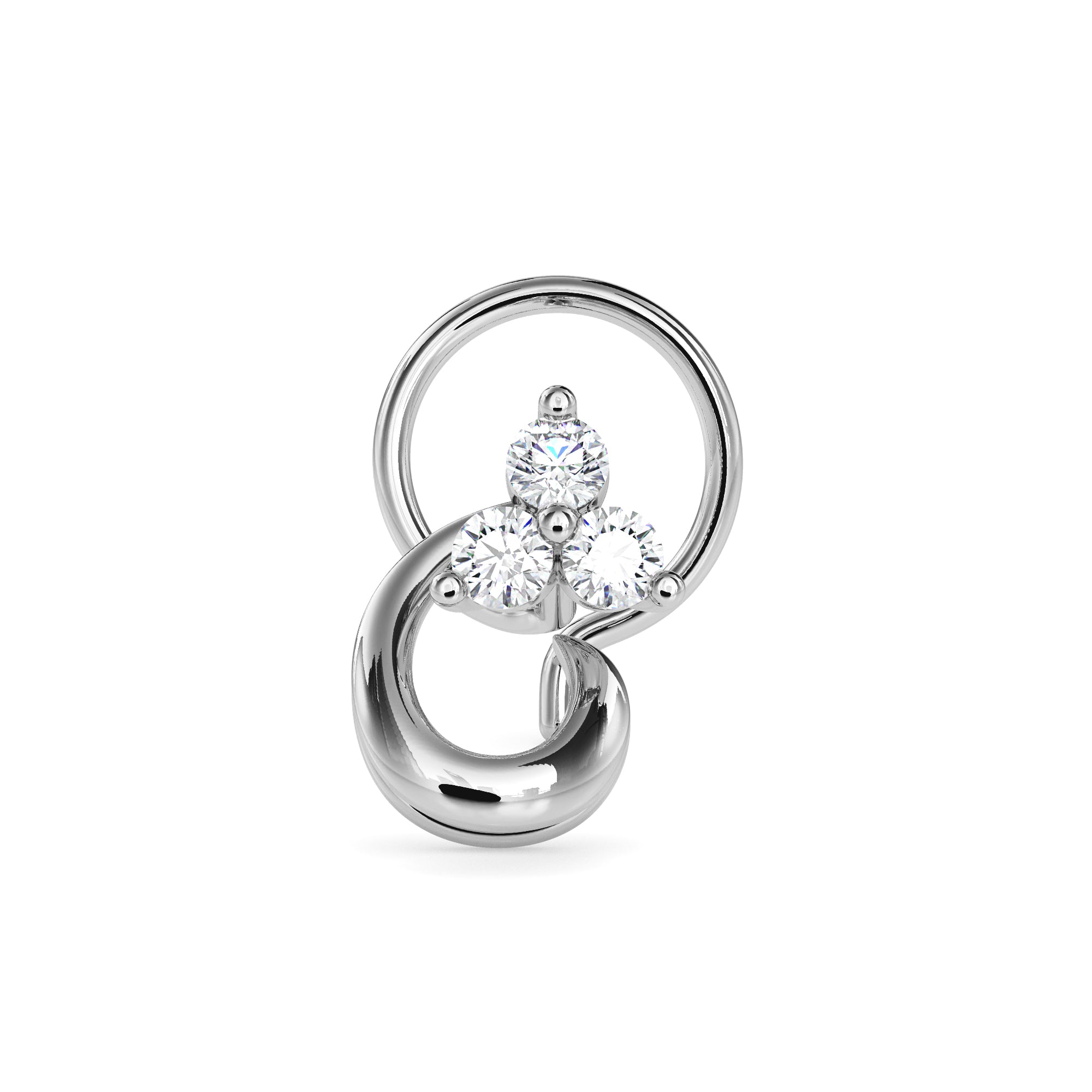 0.05Ct Round Three Stone Lab-Grown Diamond Gold Wire Back Stud Nosepins
