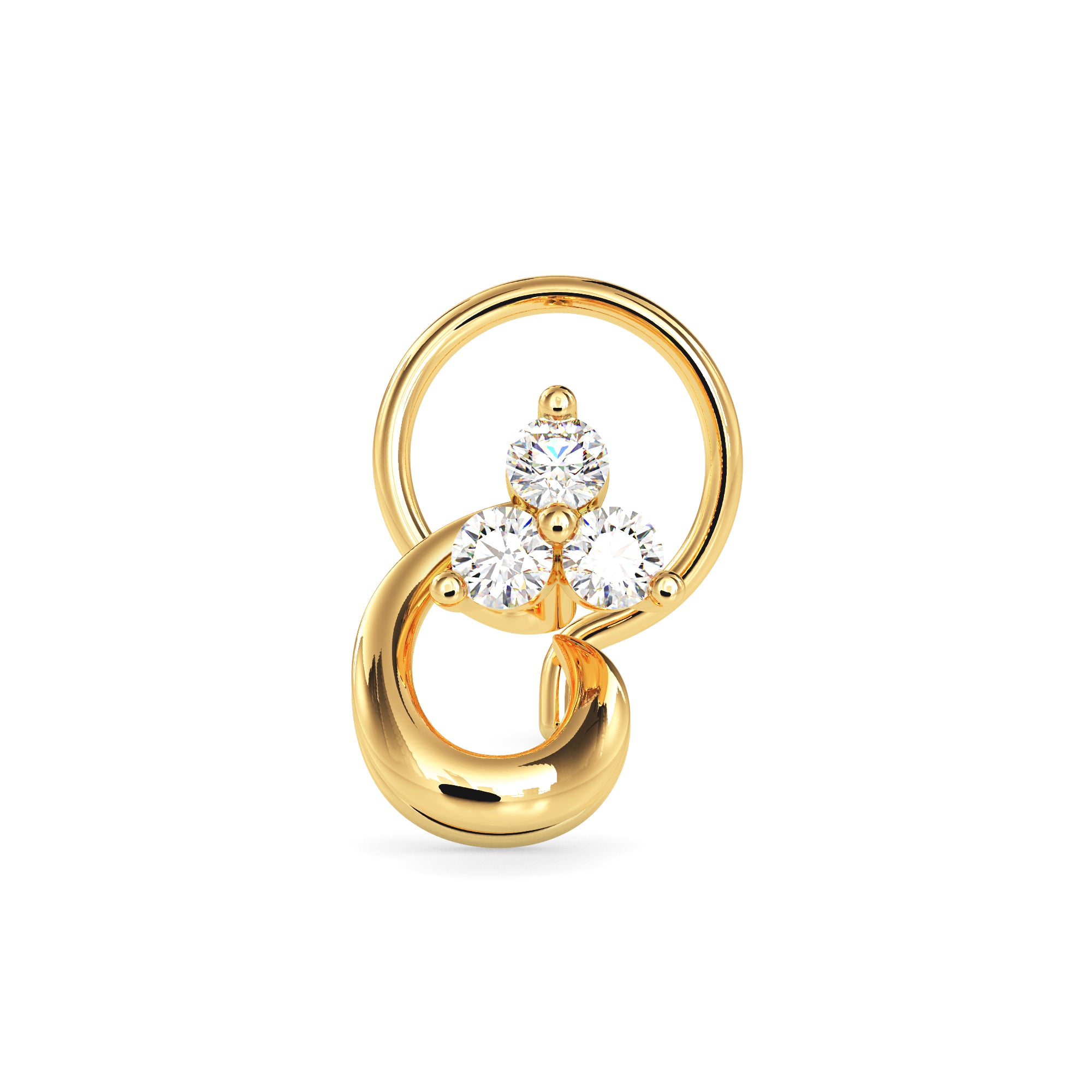 0.05Ct Round Three Stone Lab-Grown Diamond Gold Wire Back Stud Nosepins