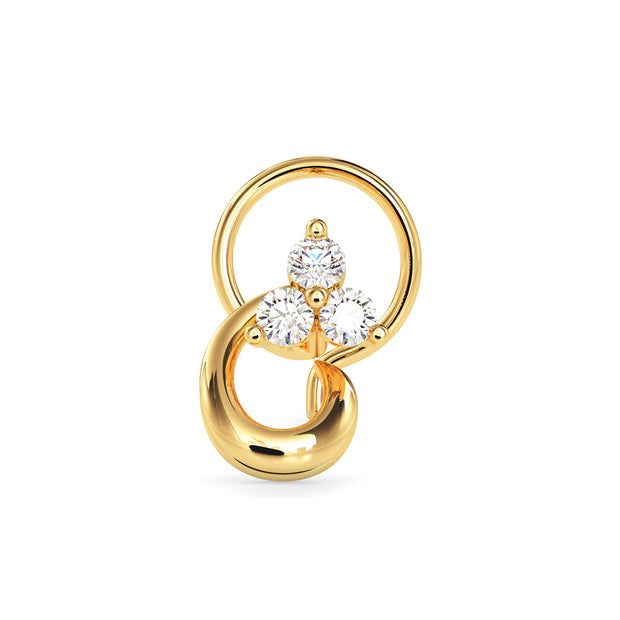 0.05Ct Round Three Stone Lab-Grown Diamond Gold Wire Back Stud Nosepins