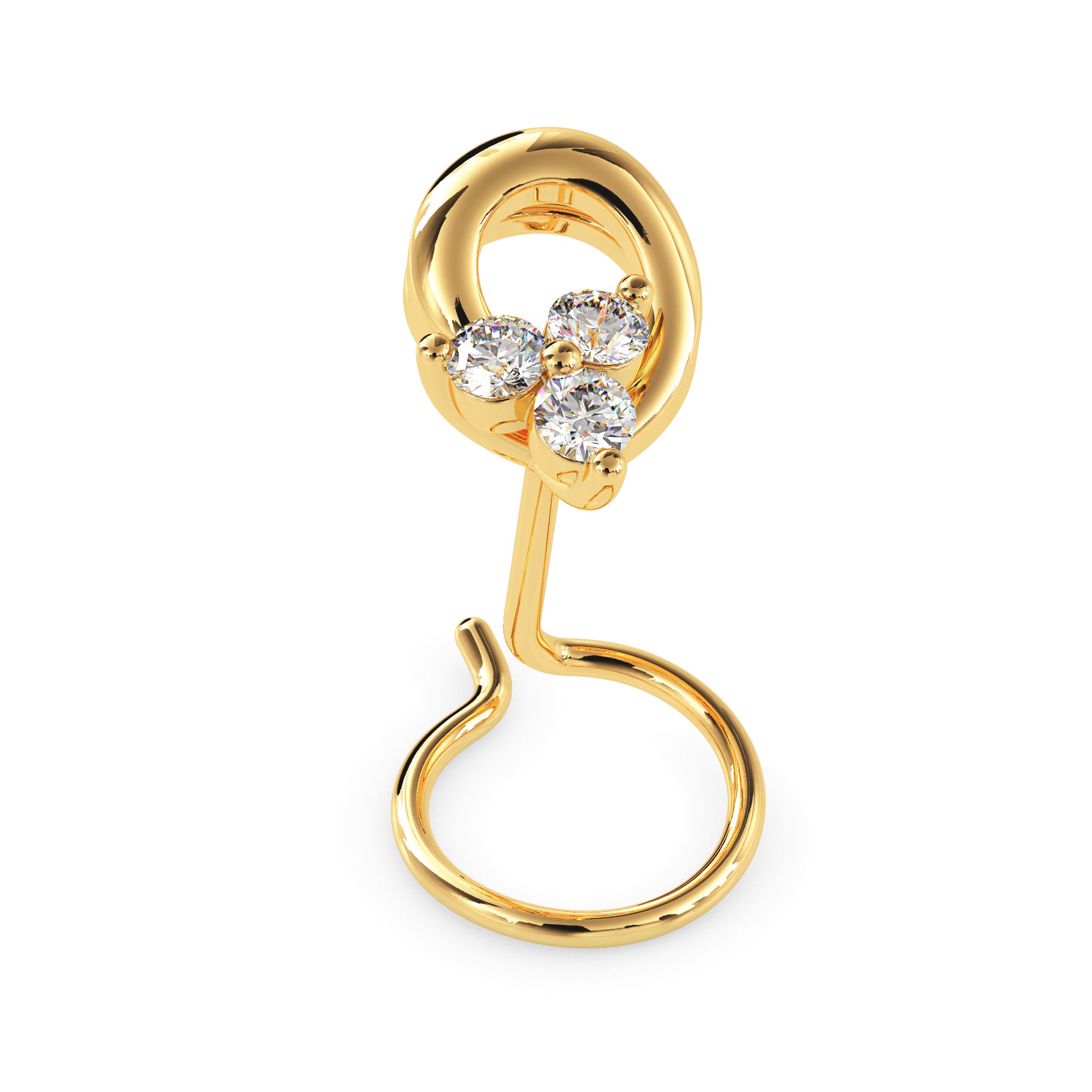 0.05Ct Round Three Stone Lab-Grown Diamond Gold Wire Back Stud Nosepins