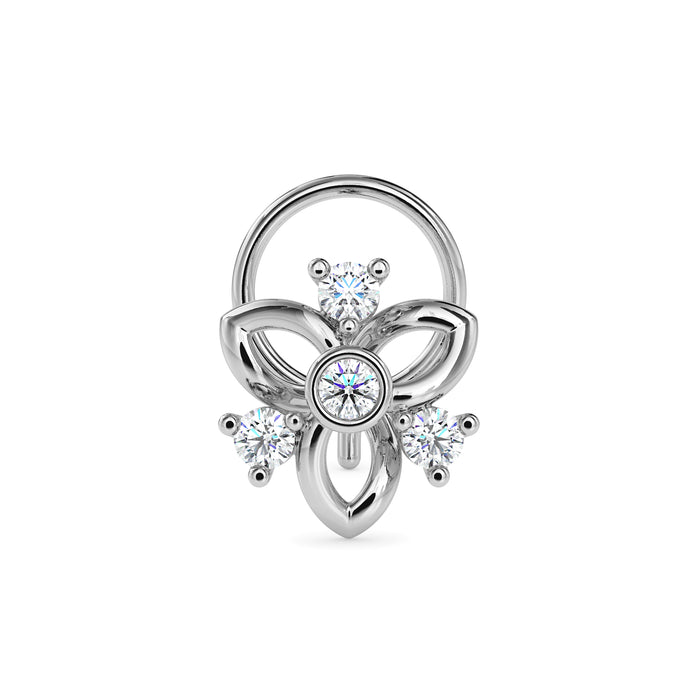 0.05Ct Floral Round Bezel Lab-Grown Diamond Gold Wire Back Stud Nosepins