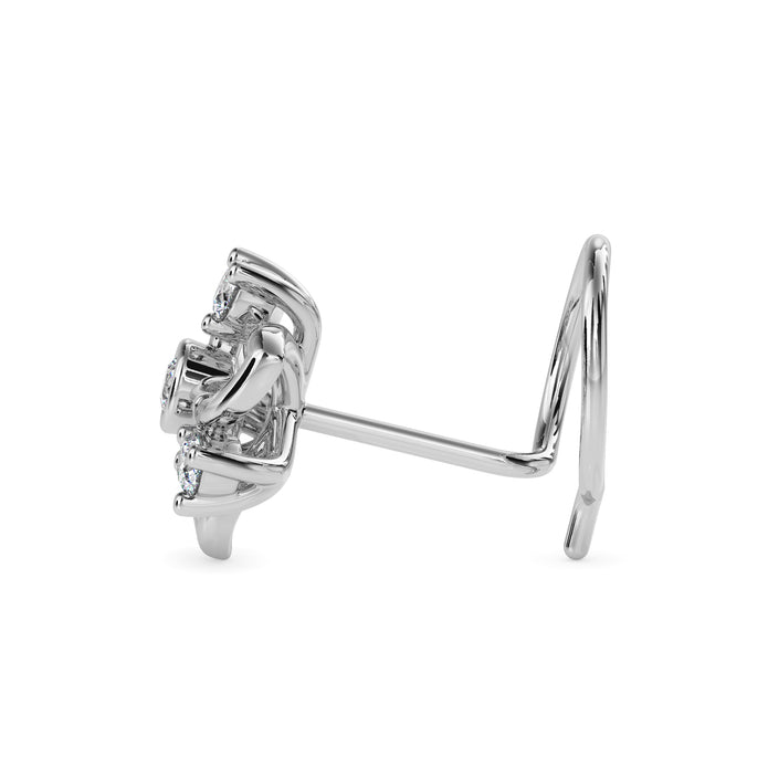 0.05Ct Floral Round Bezel Lab-Grown Diamond Gold Wire Back Stud Nosepins