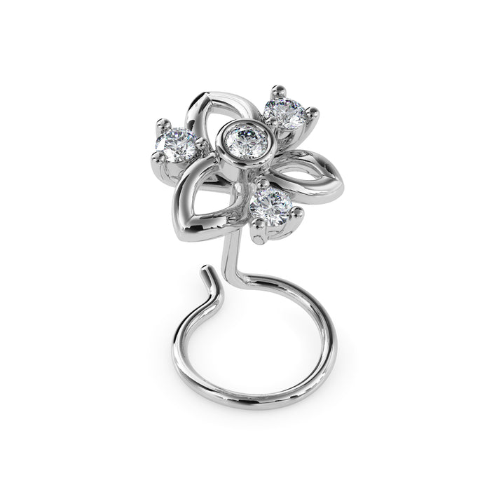 0.05Ct Floral Round Bezel Lab-Grown Diamond Gold Wire Back Stud Nosepins