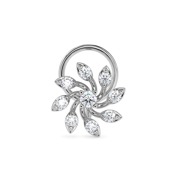 0.07Ct Floral Spiral Prong Set Lab-Grown Diamond Gold Wire Back Stud Nosepins