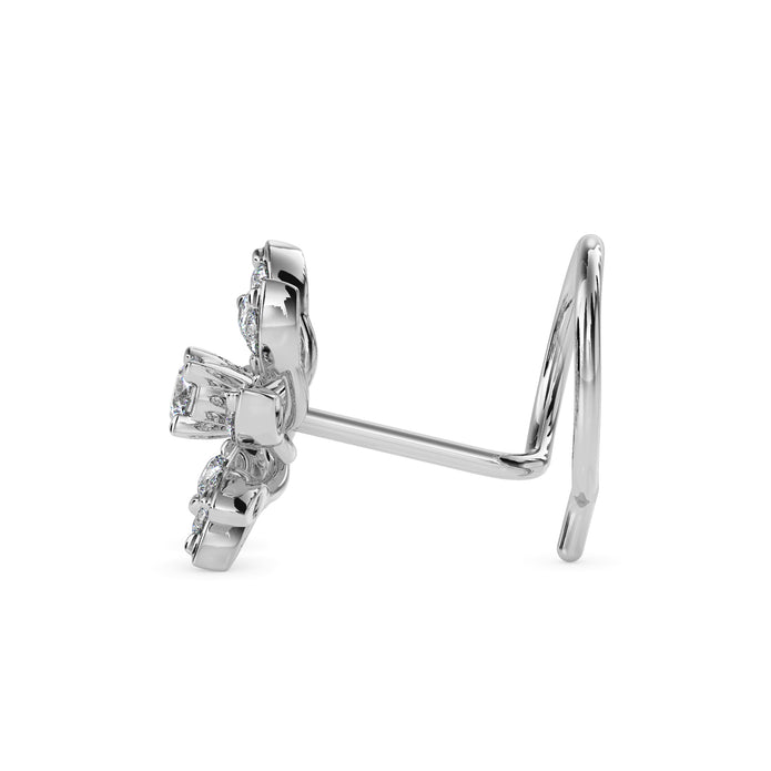 0.07Ct Floral Spiral Prong Set Lab-Grown Diamond Gold Wire Back Stud Nosepins