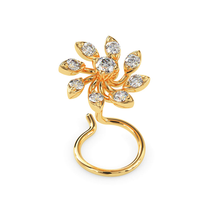 0.07Ct Floral Spiral Prong Set Lab-Grown Diamond Gold Wire Back Stud Nosepins