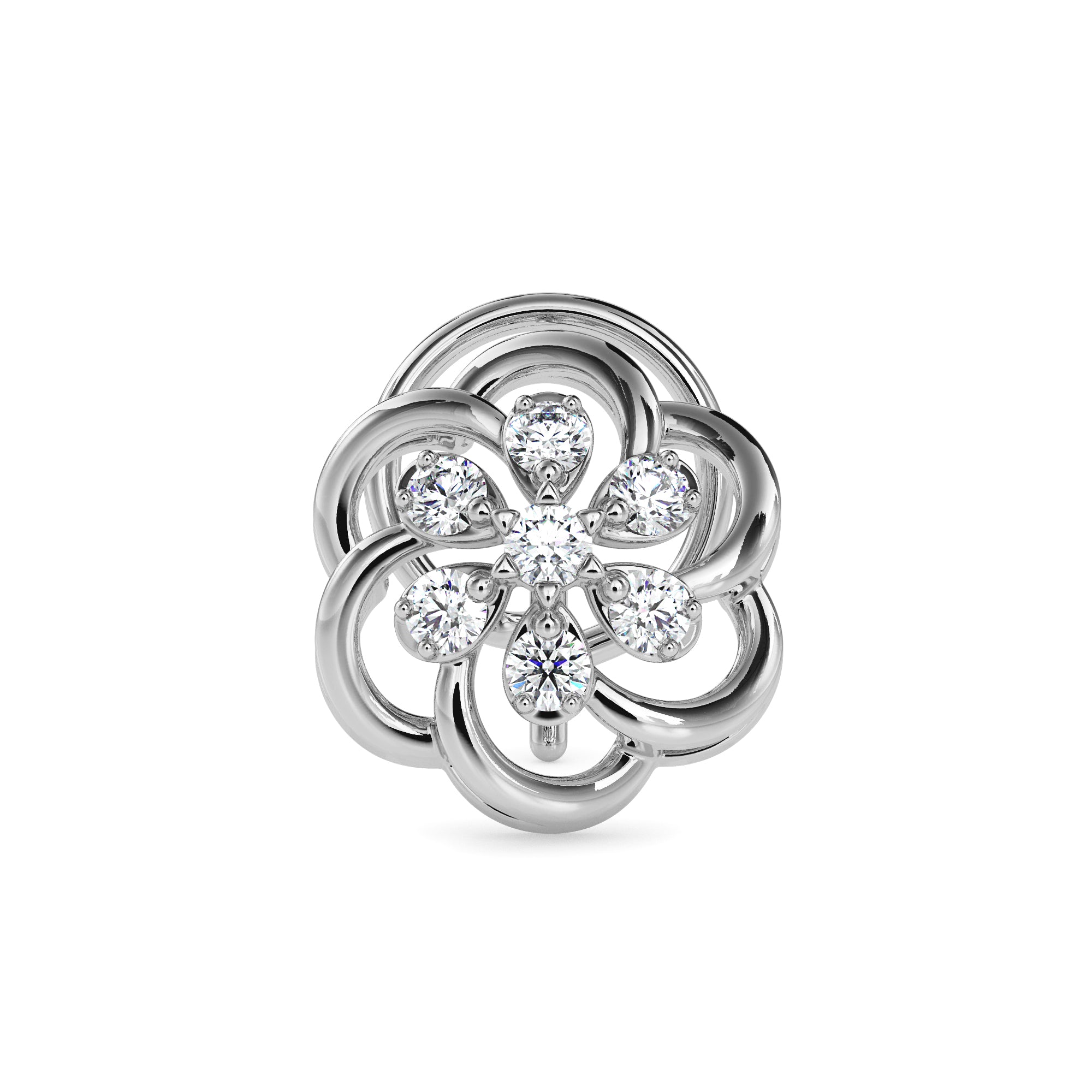 0.05Ct Flower Design Prong Set Lab-Grown Diamond Gold Wire Back Stud Nosepins