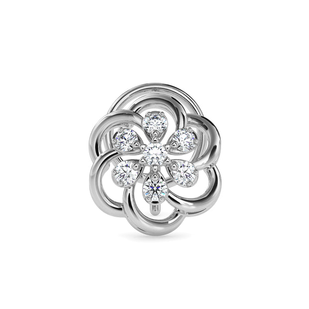 0.05Ct Flower Design Prong Set Lab-Grown Diamond Gold Wire Back Stud Nosepins