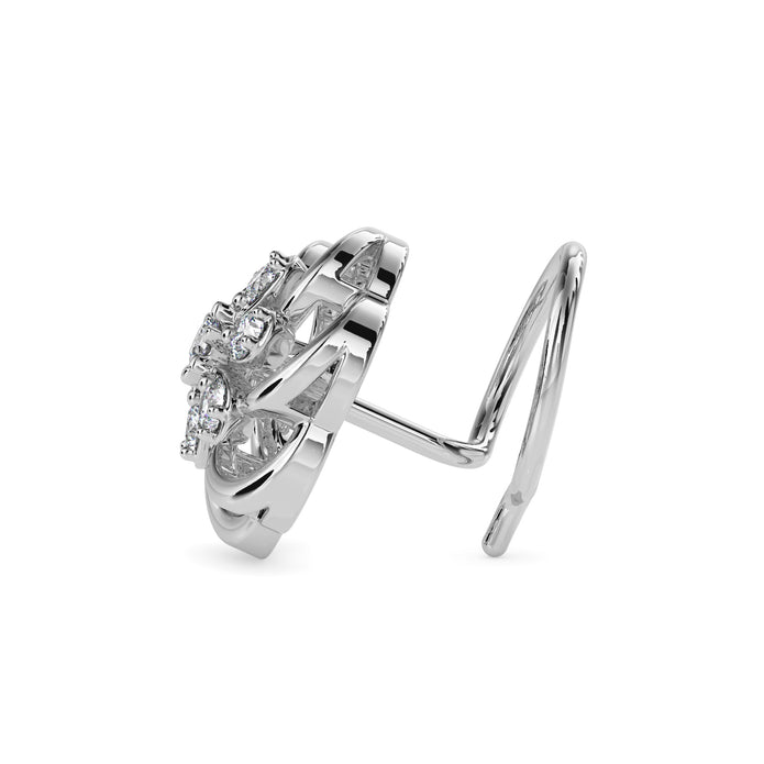 0.05Ct Flower Design Prong Set Lab-Grown Diamond Gold Wire Back Stud Nosepins