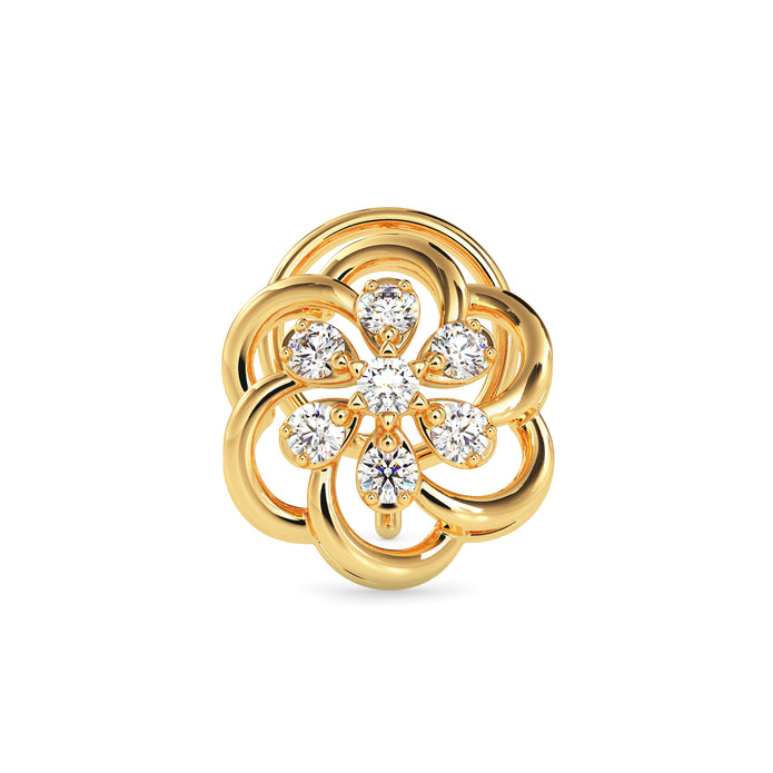 0.05Ct Flower Design Prong Set Lab-Grown Diamond Gold Wire Back Stud Nosepins