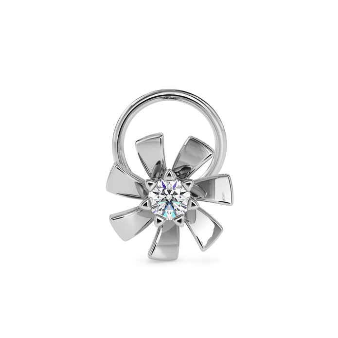0.03Ct Spiral Design Round Prong Set Lab-Grown Diamond Gold Wire Back Stud Nosepins