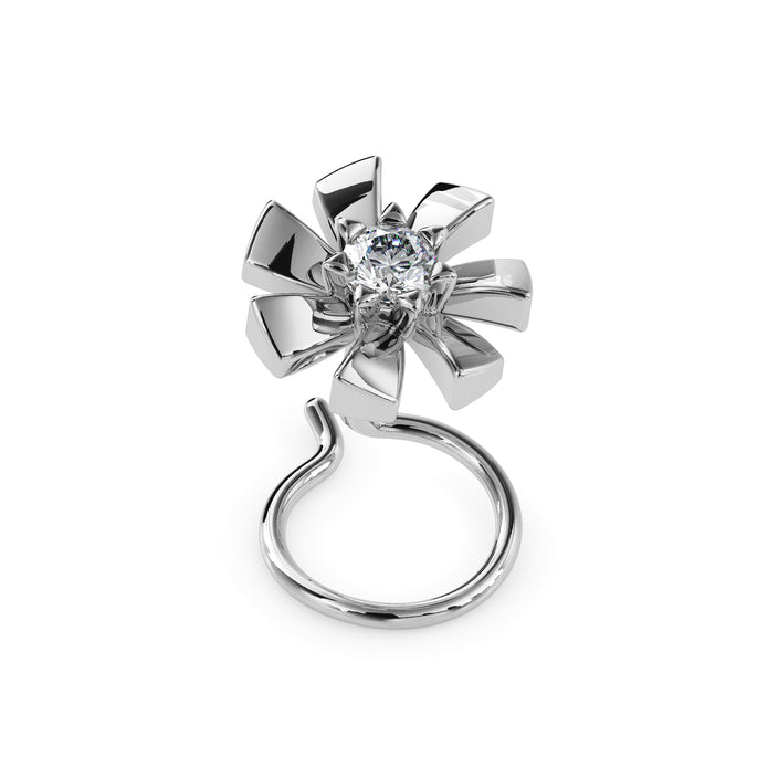0.03Ct Spiral Design Round Prong Set Lab-Grown Diamond Gold Wire Back Stud Nosepins