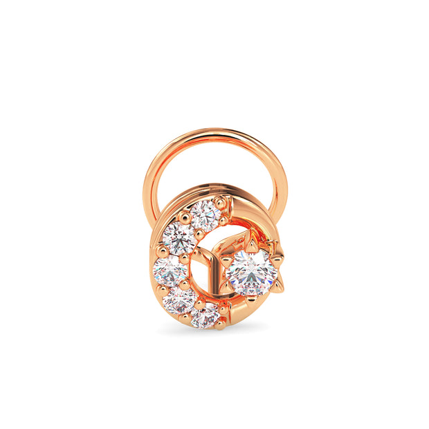 0.07Ct Circle Design Prong Set Lab-Grown Diamond Gold Wire Back Stud Nosepins