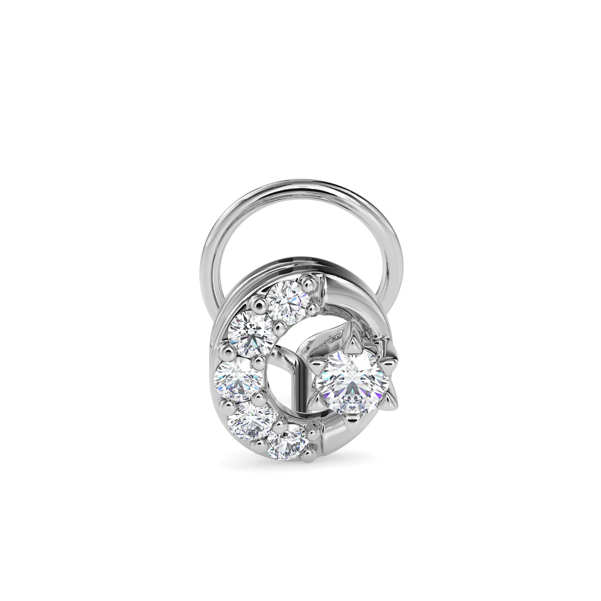 0.07Ct Circle Design Prong Set Lab-Grown Diamond Gold Wire Back Stud Nosepins
