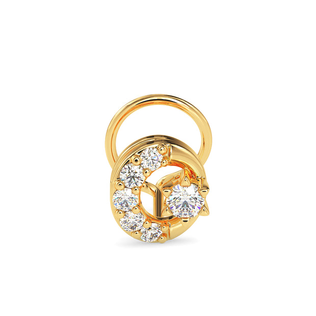 0.07Ct Circle Design Prong Set Lab-Grown Diamond Gold Wire Back Stud Nosepins
