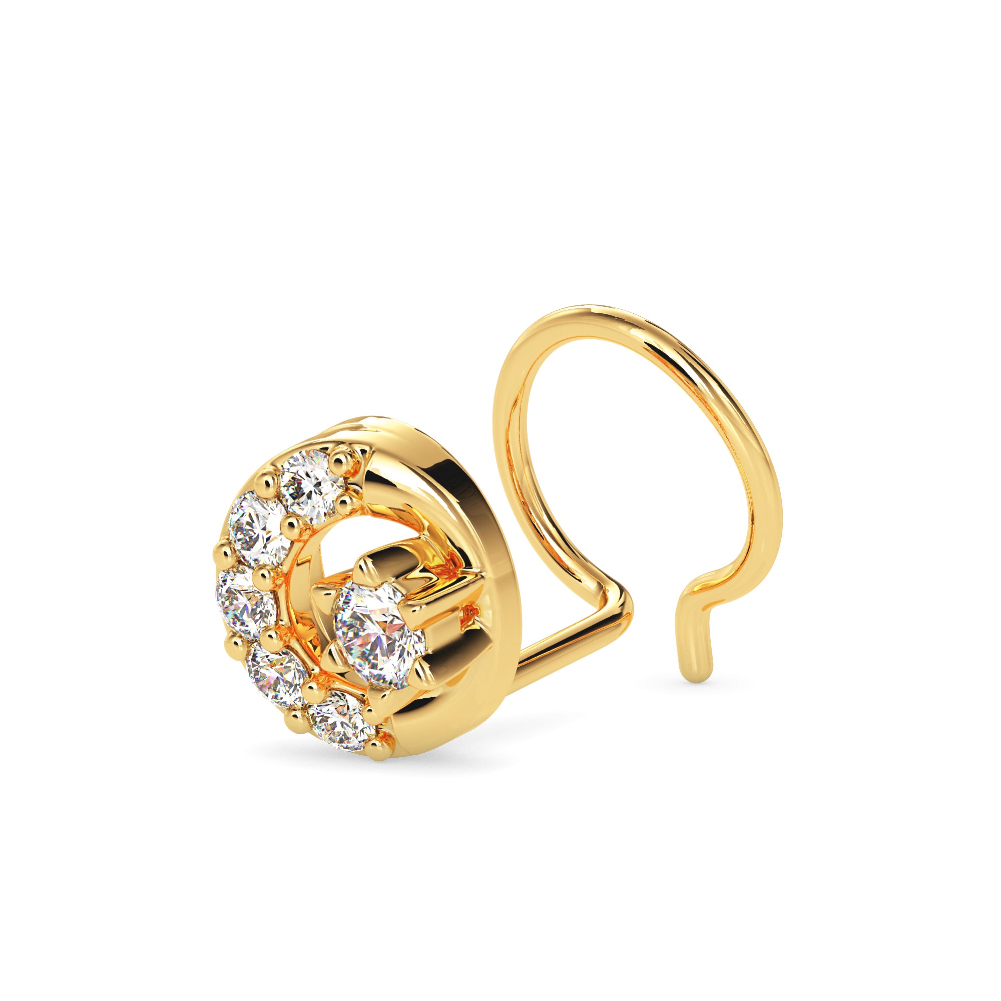 0.07Ct Circle Design Prong Set Lab-Grown Diamond Gold Wire Back Stud Nosepins